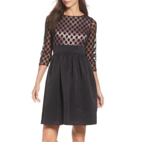 NWOT Eliza J Black Polka‎ Dot Cocktail Dress w/ Pockets GORGEOUS! - Picture 4 of 15